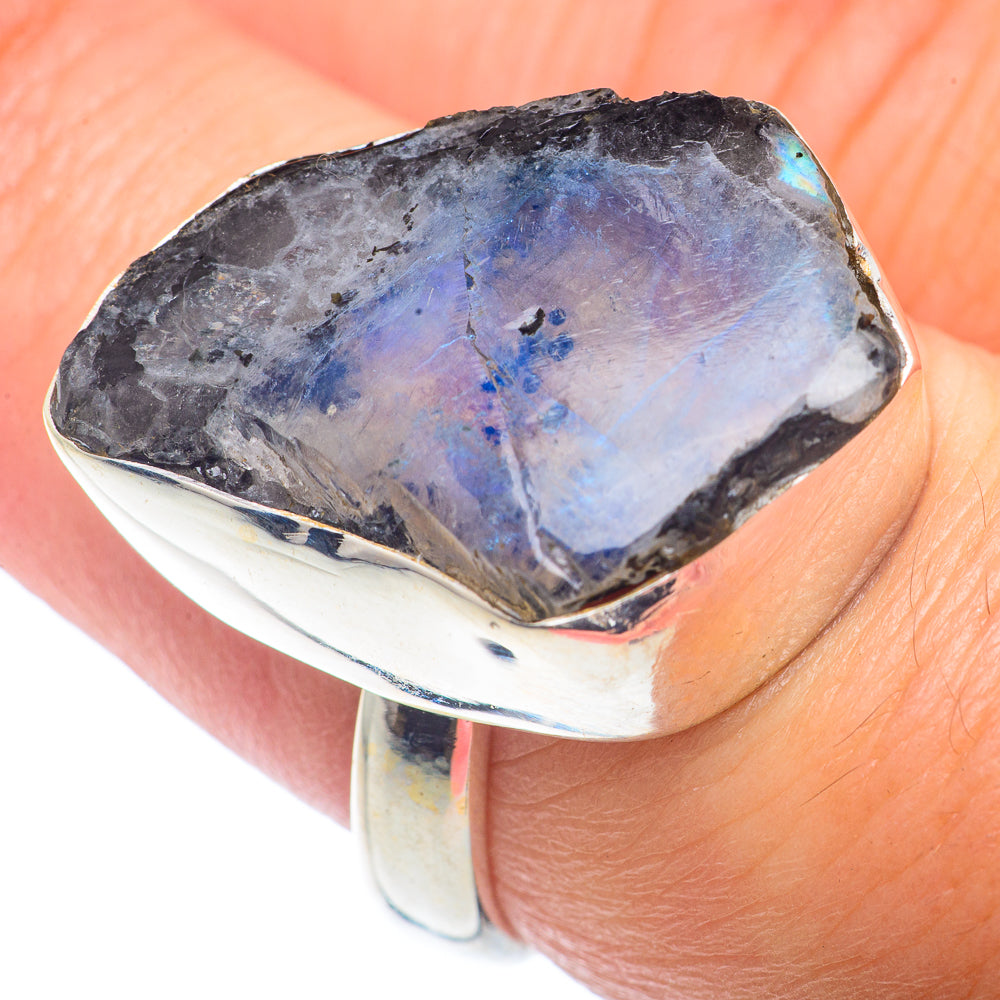 Rainbow Moonstone Rings handcrafted by Ana Silver Co - RING72667