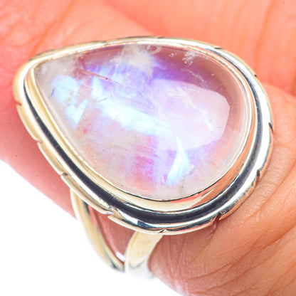 Rainbow Moonstone Rings handcrafted by Ana Silver Co - RING72668
