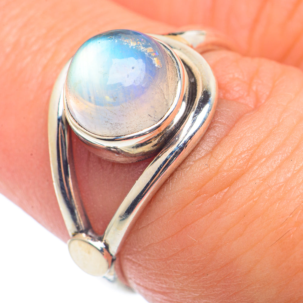 Rainbow Moonstone Rings handcrafted by Ana Silver Co - RING72703