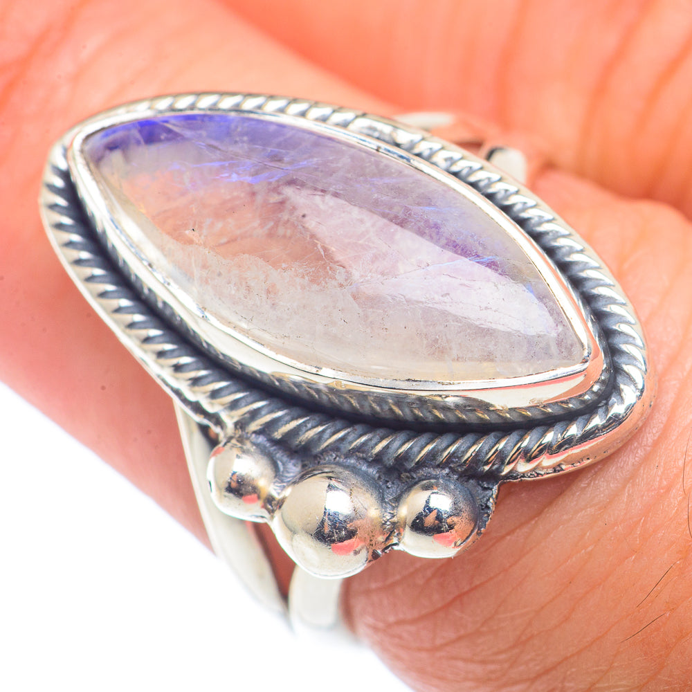 Rainbow Moonstone Rings handcrafted by Ana Silver Co - RING72706