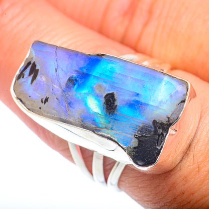Rainbow Moonstone Rings handcrafted by Ana Silver Co - RING72744