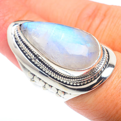 Rainbow Moonstone Rings handcrafted by Ana Silver Co - RING72745