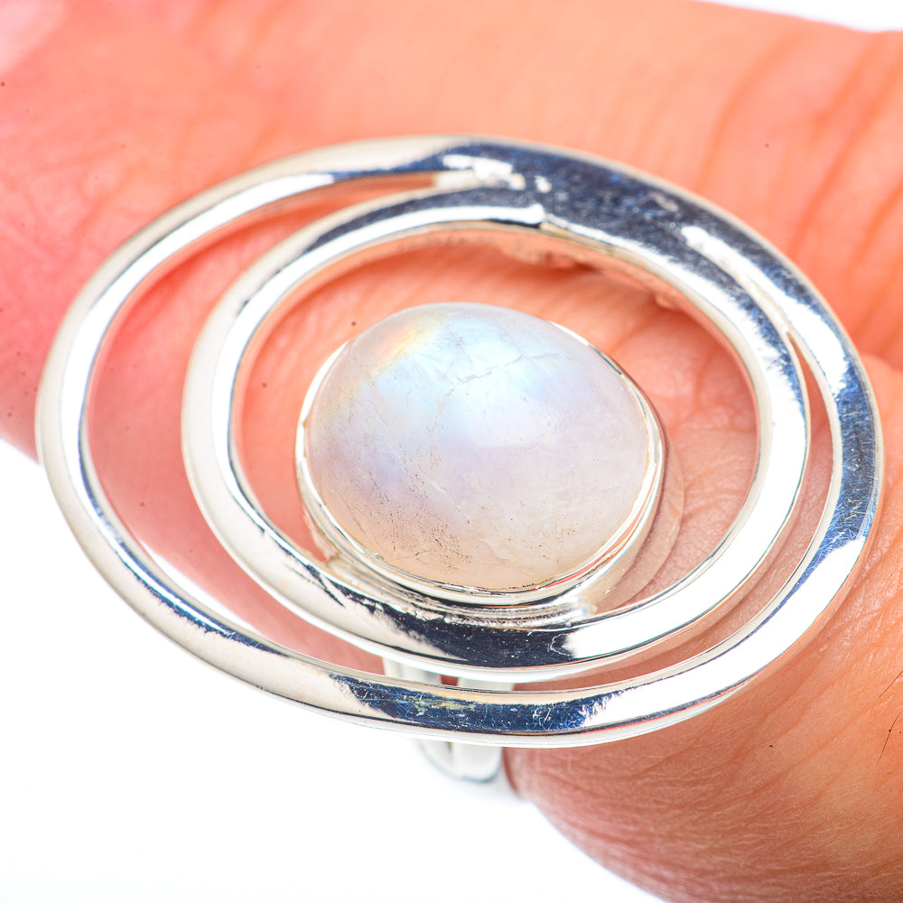Rainbow Moonstone Rings handcrafted by Ana Silver Co - RING72747