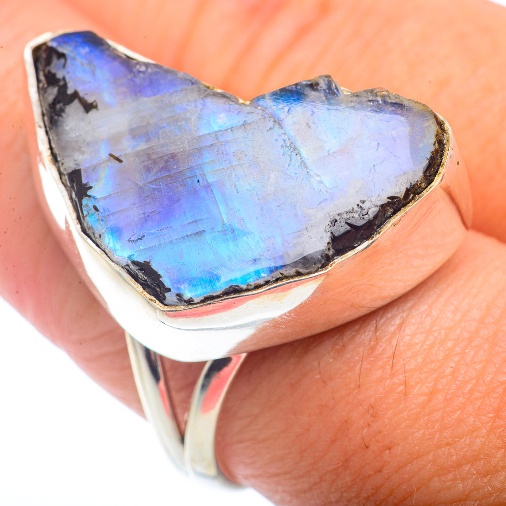 Rainbow Moonstone Rings handcrafted by Ana Silver Co - RING72750