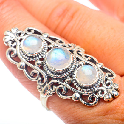 Rainbow Moonstone Rings handcrafted by Ana Silver Co - RING72752