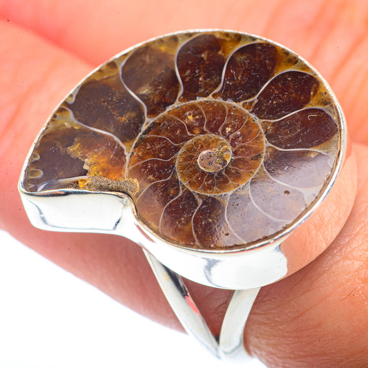 Ammonite Fossil Rings handcrafted by Ana Silver Co - RING72764