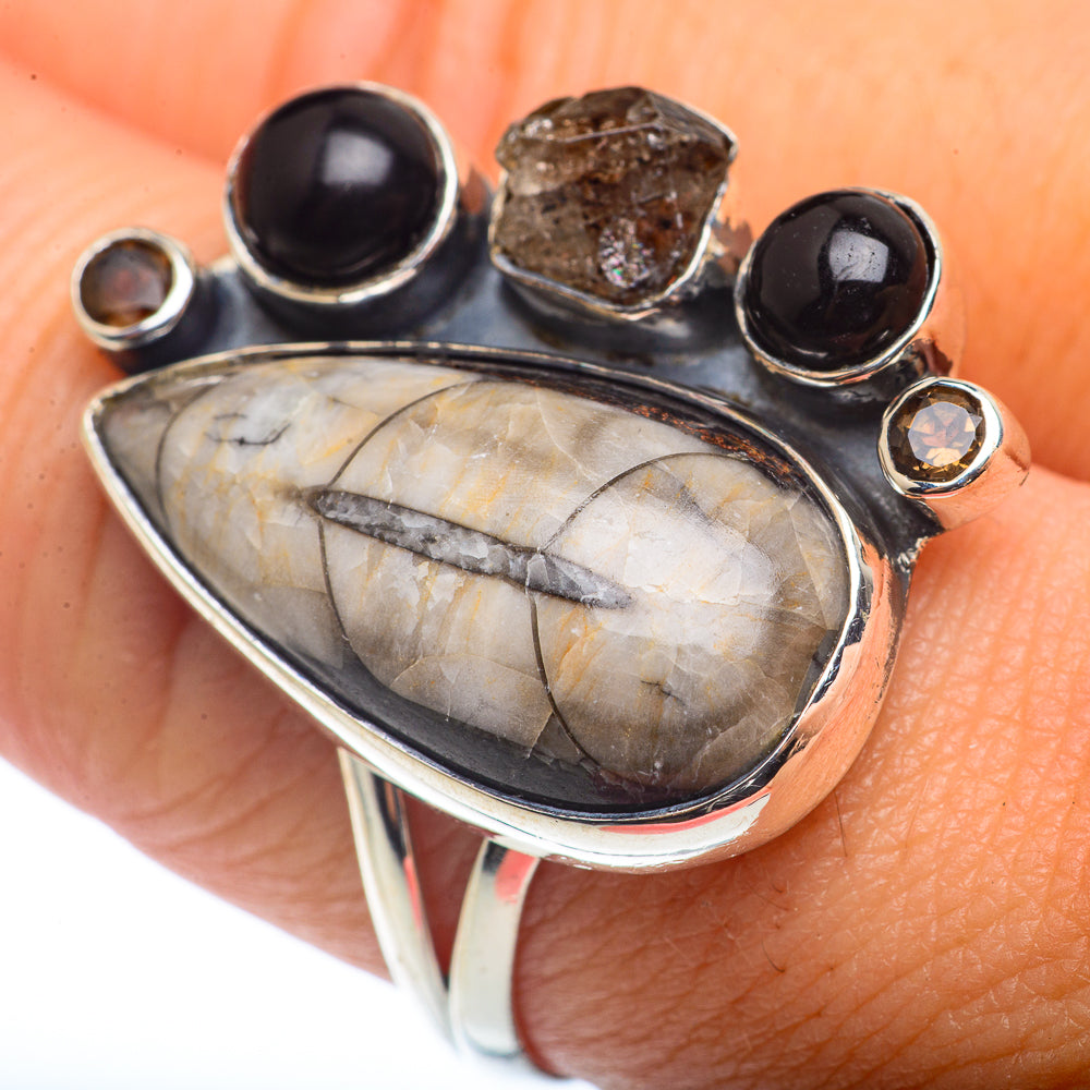 Orthoceras Fossil Rings handcrafted by Ana Silver Co - RING72775