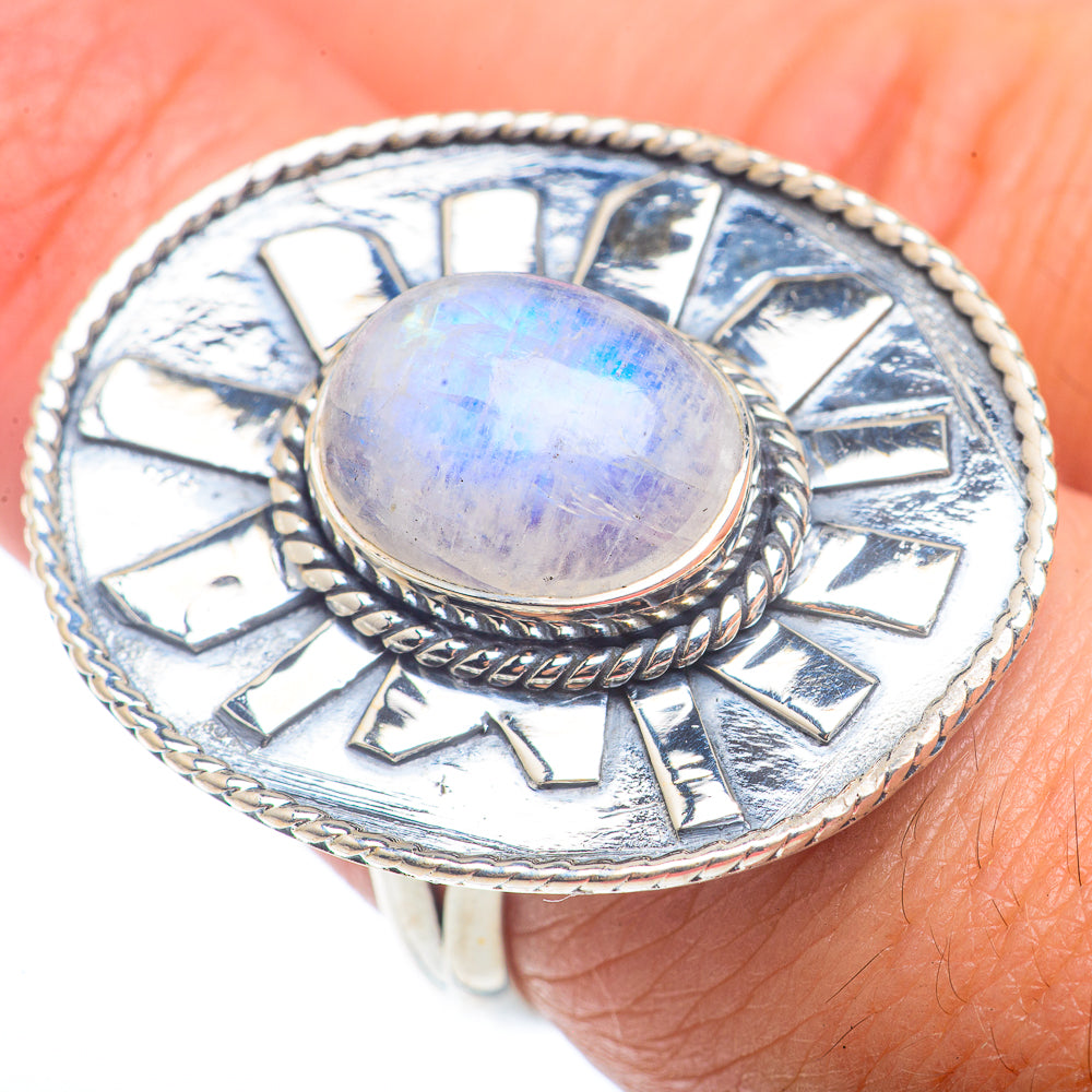 Rainbow Moonstone Rings handcrafted by Ana Silver Co - RING72779