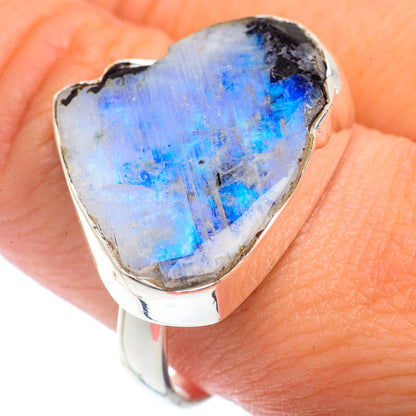 Rainbow Moonstone Rings handcrafted by Ana Silver Co - RING72780