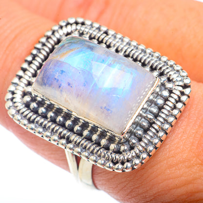 Rainbow Moonstone Rings handcrafted by Ana Silver Co - RING72781
