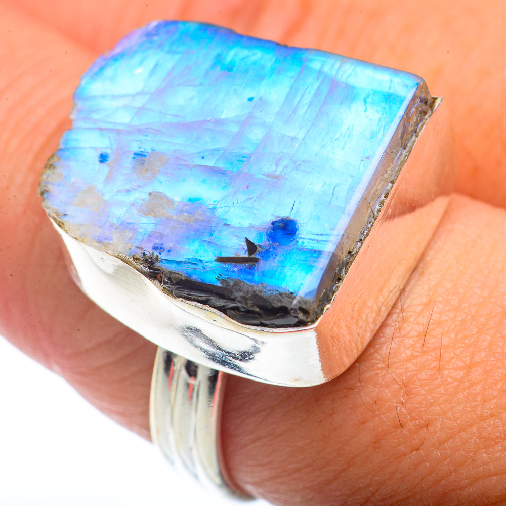 Rainbow Moonstone Rings handcrafted by Ana Silver Co - RING72798