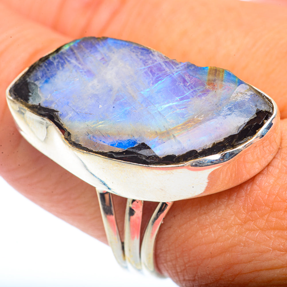 Rainbow Moonstone Rings handcrafted by Ana Silver Co - RING72800