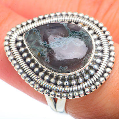 Green Moss Agate Rings handcrafted by Ana Silver Co - RING72812