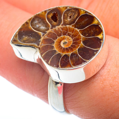 Ammonite Fossil Rings handcrafted by Ana Silver Co - RING72816
