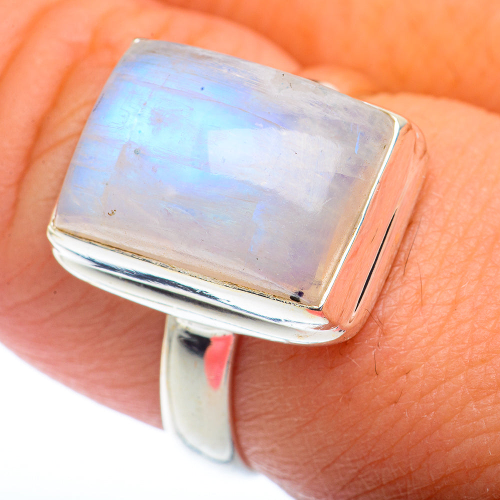 Rainbow Moonstone Rings handcrafted by Ana Silver Co - RING72833