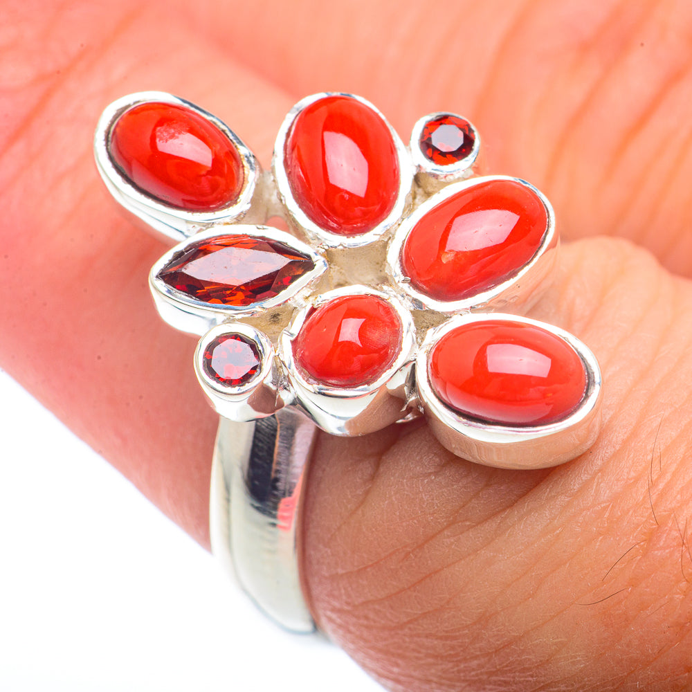 Red Coral Rings handcrafted by Ana Silver Co - RING72867