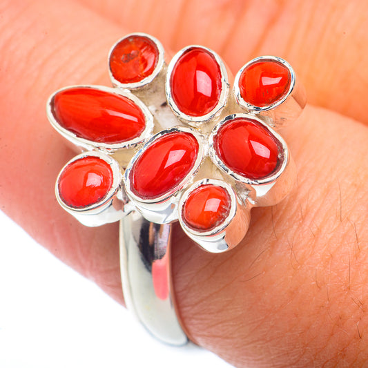 Red Coral Rings handcrafted by Ana Silver Co - RING72868