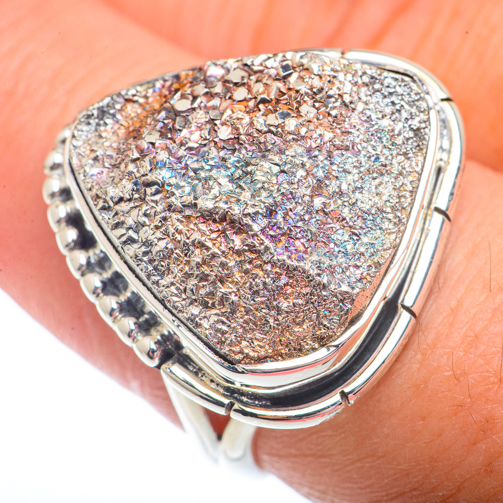 Spectro Pyrite Druzy Rings handcrafted by Ana Silver Co - RING72872