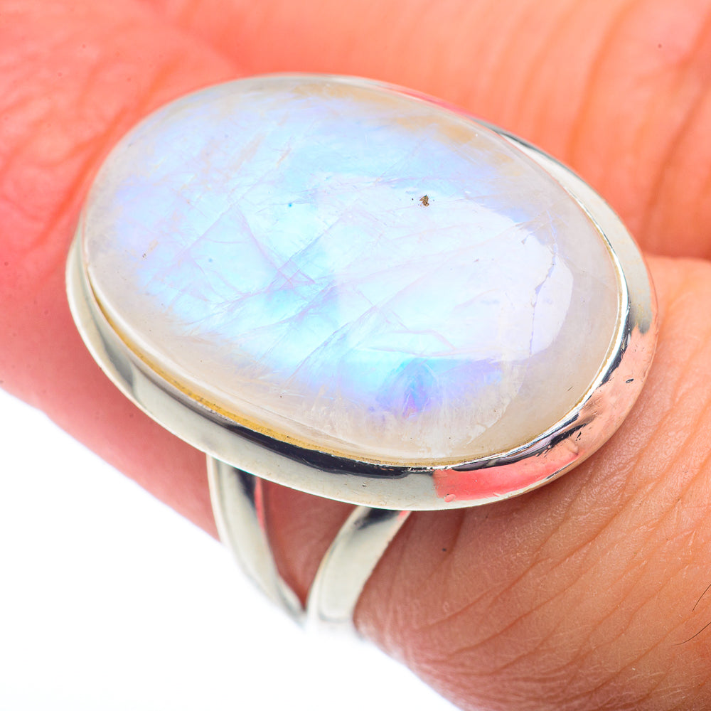 Rainbow Moonstone Rings handcrafted by Ana Silver Co - RING72881