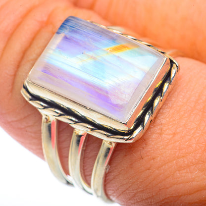 Rainbow Moonstone Rings handcrafted by Ana Silver Co - RING72922