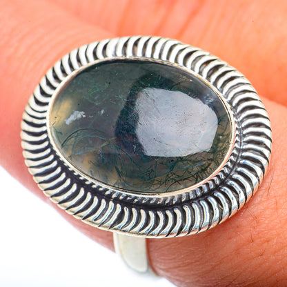 Green Moss Agate Rings handcrafted by Ana Silver Co - RING72937