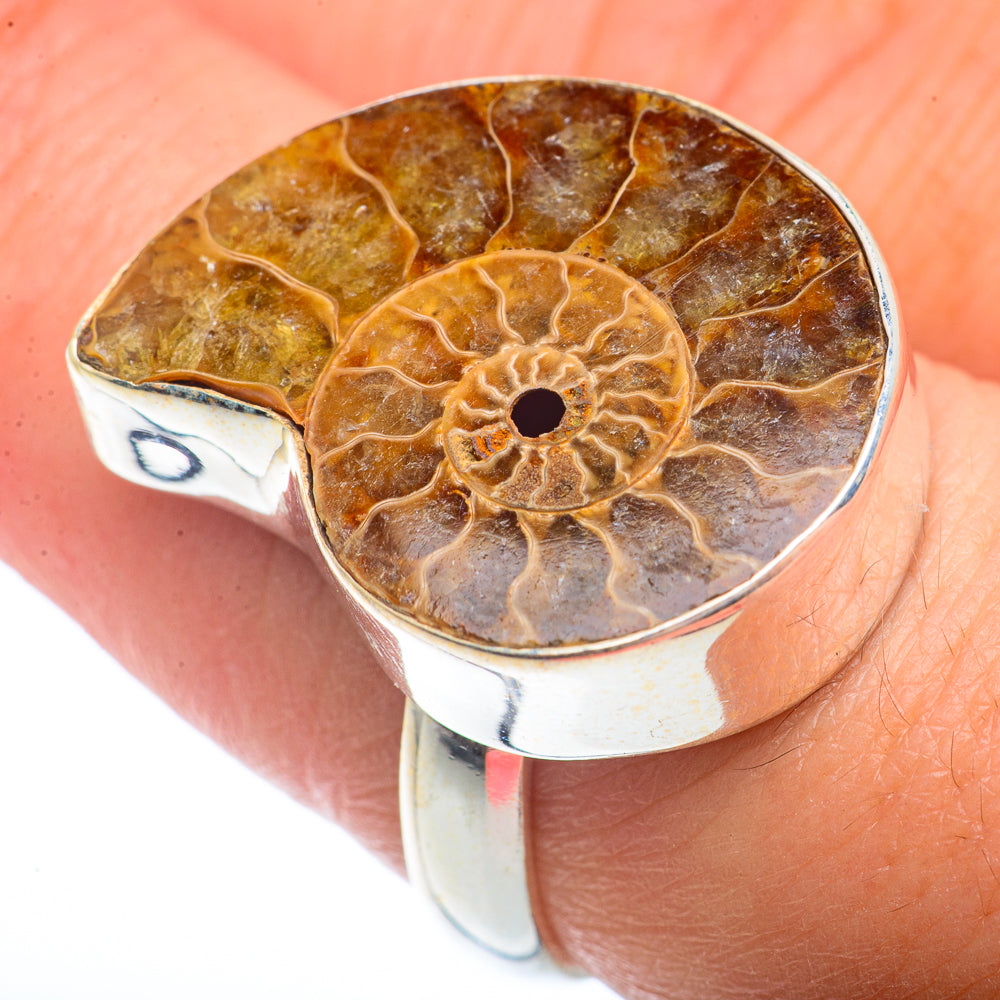 Ammonite Fossil Rings handcrafted by Ana Silver Co - RING72943