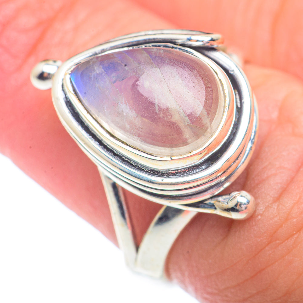 Rainbow Moonstone Rings handcrafted by Ana Silver Co - RING72959