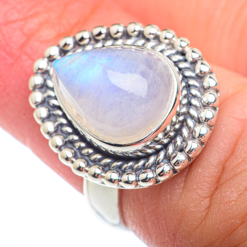 Rainbow Moonstone Rings handcrafted by Ana Silver Co - RING72962