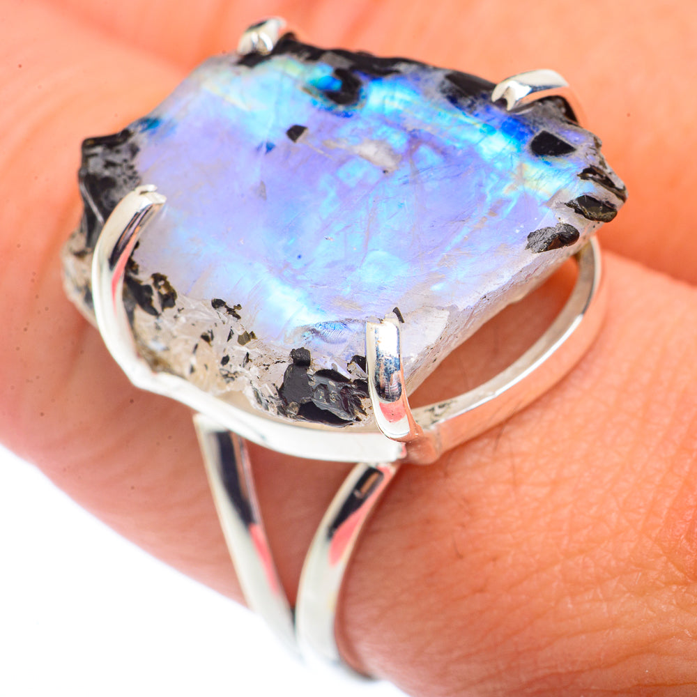 Rainbow Moonstone Rings handcrafted by Ana Silver Co - RING72963