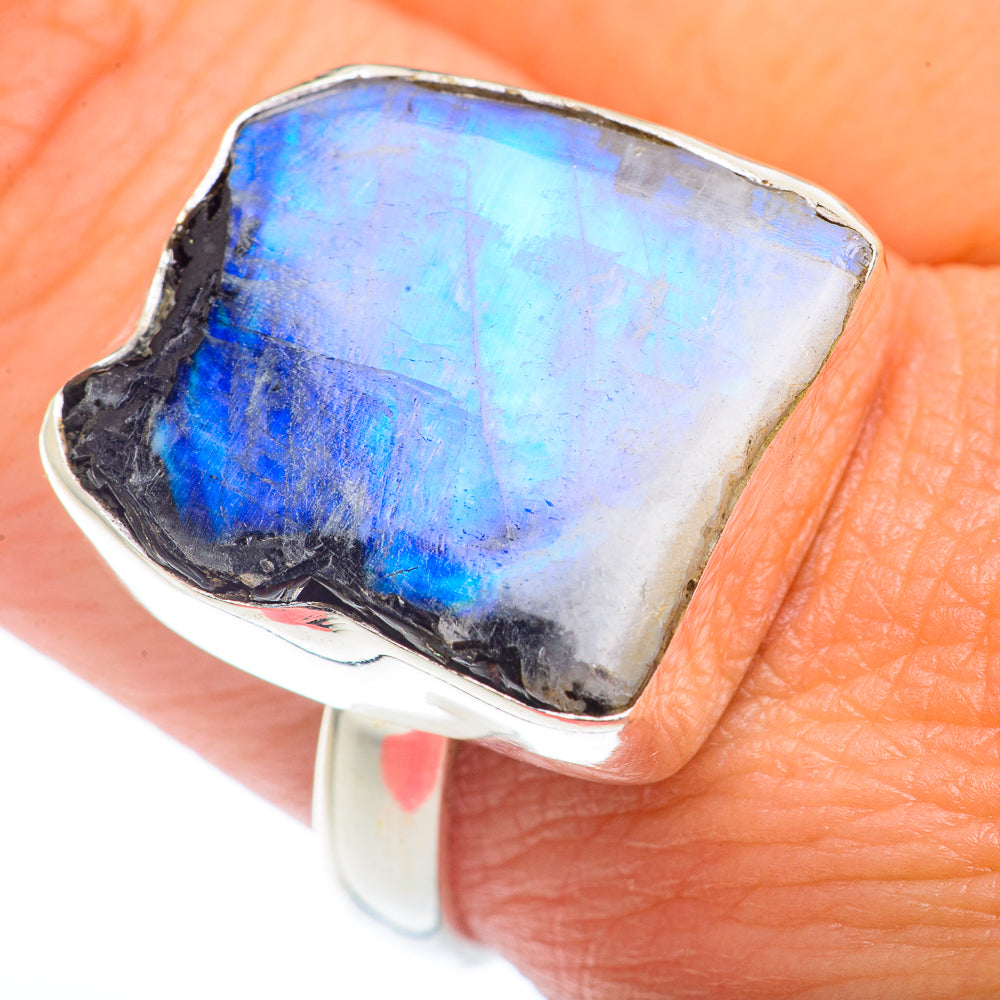 Rainbow Moonstone Rings handcrafted by Ana Silver Co - RING73001