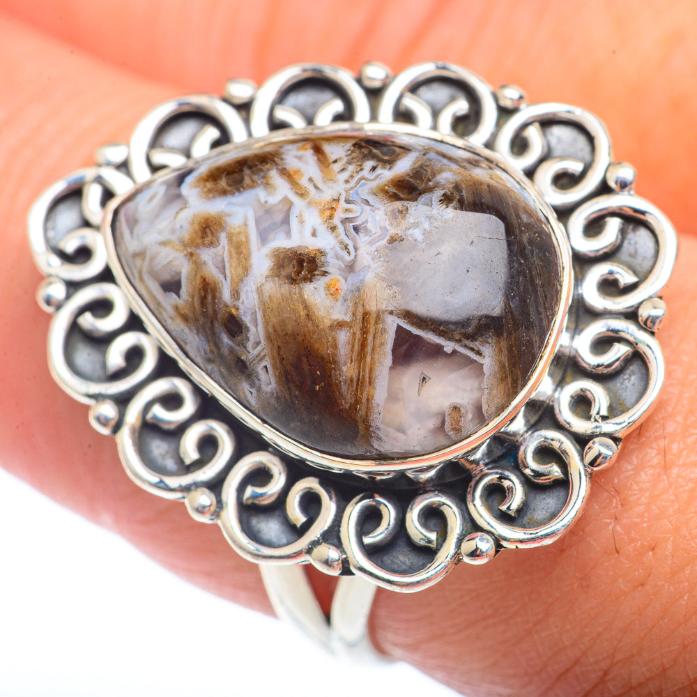 Plume Agate Rings handcrafted by Ana Silver Co - RING73020
