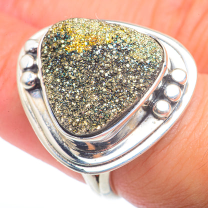 Spectro Pyrite Druzy Rings handcrafted by Ana Silver Co - RING73031
