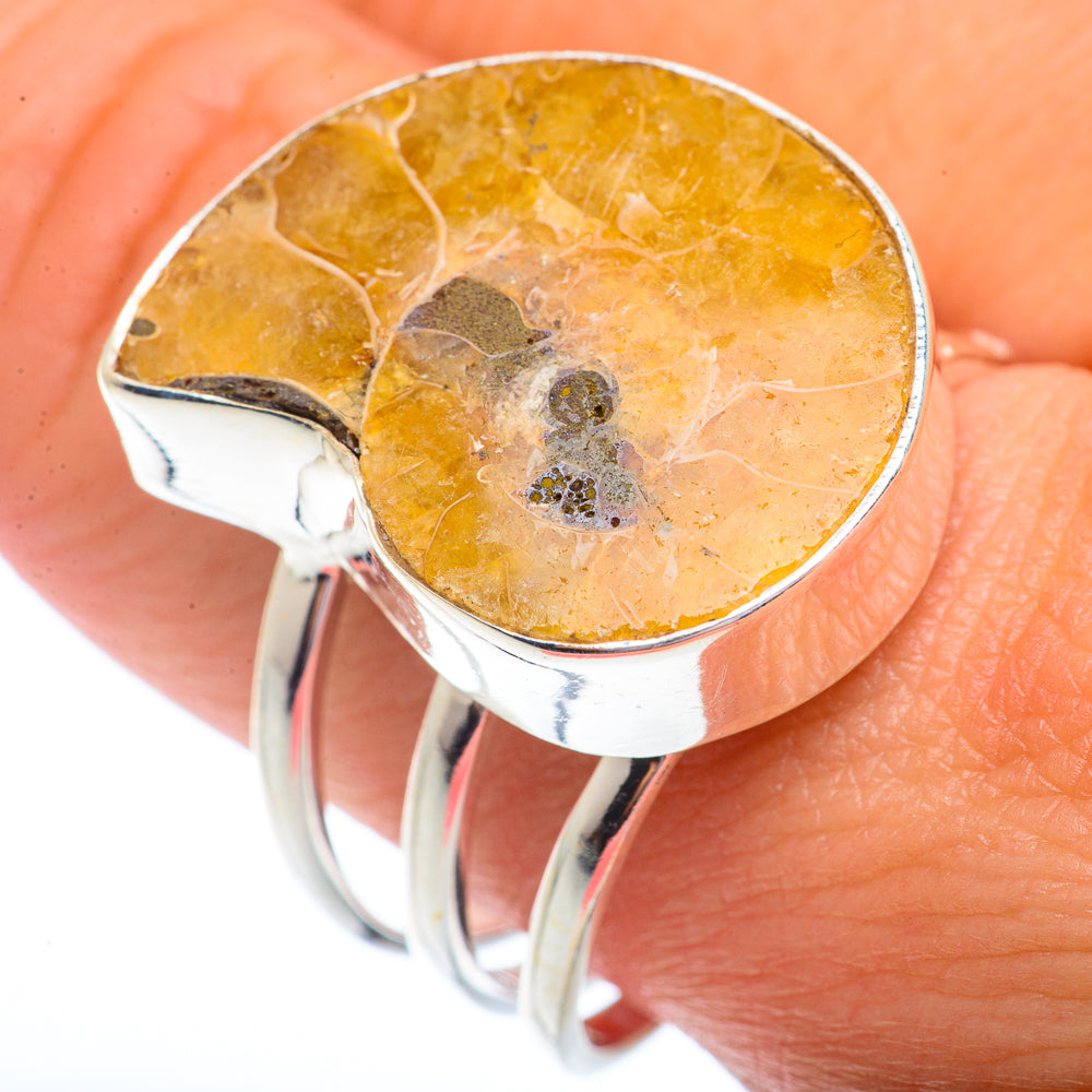 Ammonite Fossil Rings handcrafted by Ana Silver Co - RING73065