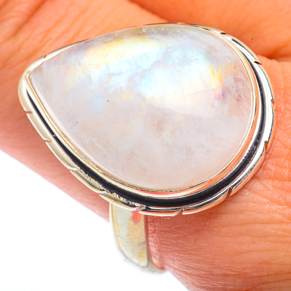 Rainbow Moonstone Rings handcrafted by Ana Silver Co - RING73080