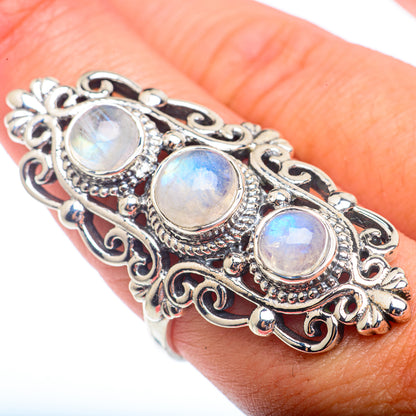 Rainbow Moonstone Rings handcrafted by Ana Silver Co - RING73082