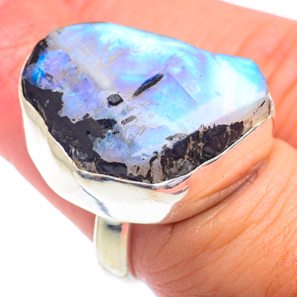 Rainbow Moonstone Rings handcrafted by Ana Silver Co - RING73083
