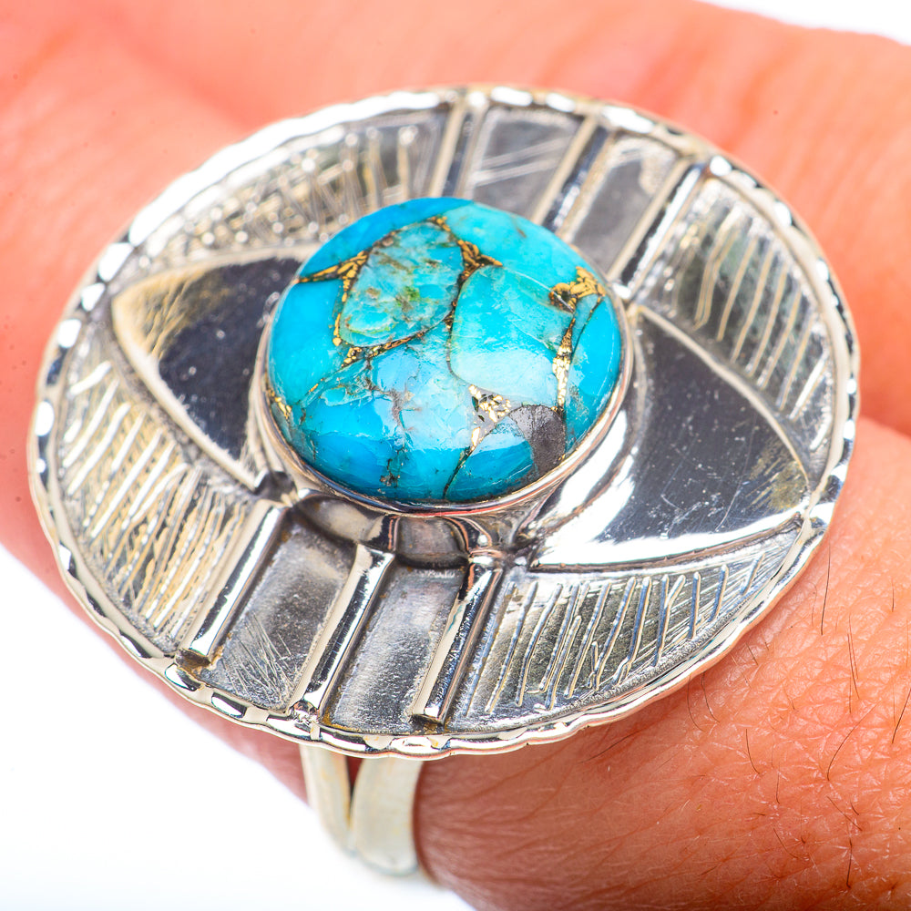 Blue Copper Composite Turquoise Rings handcrafted by Ana Silver Co - RING73096