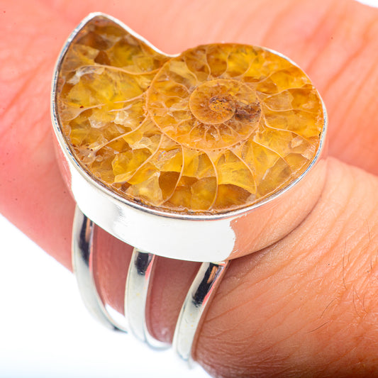 Ammonite Fossil Rings handcrafted by Ana Silver Co - RING73107
