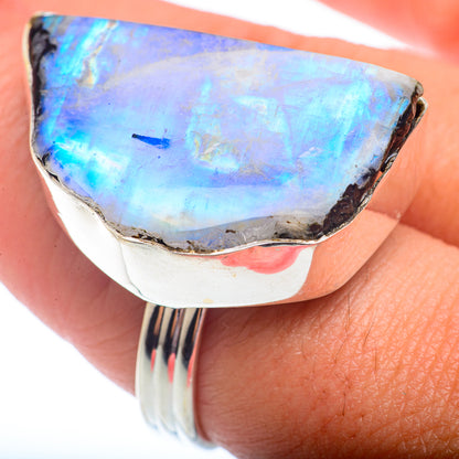 Rainbow Moonstone Rings handcrafted by Ana Silver Co - RING73123