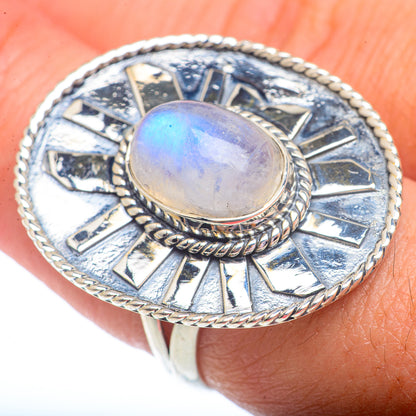 Rainbow Moonstone Rings handcrafted by Ana Silver Co - RING73124