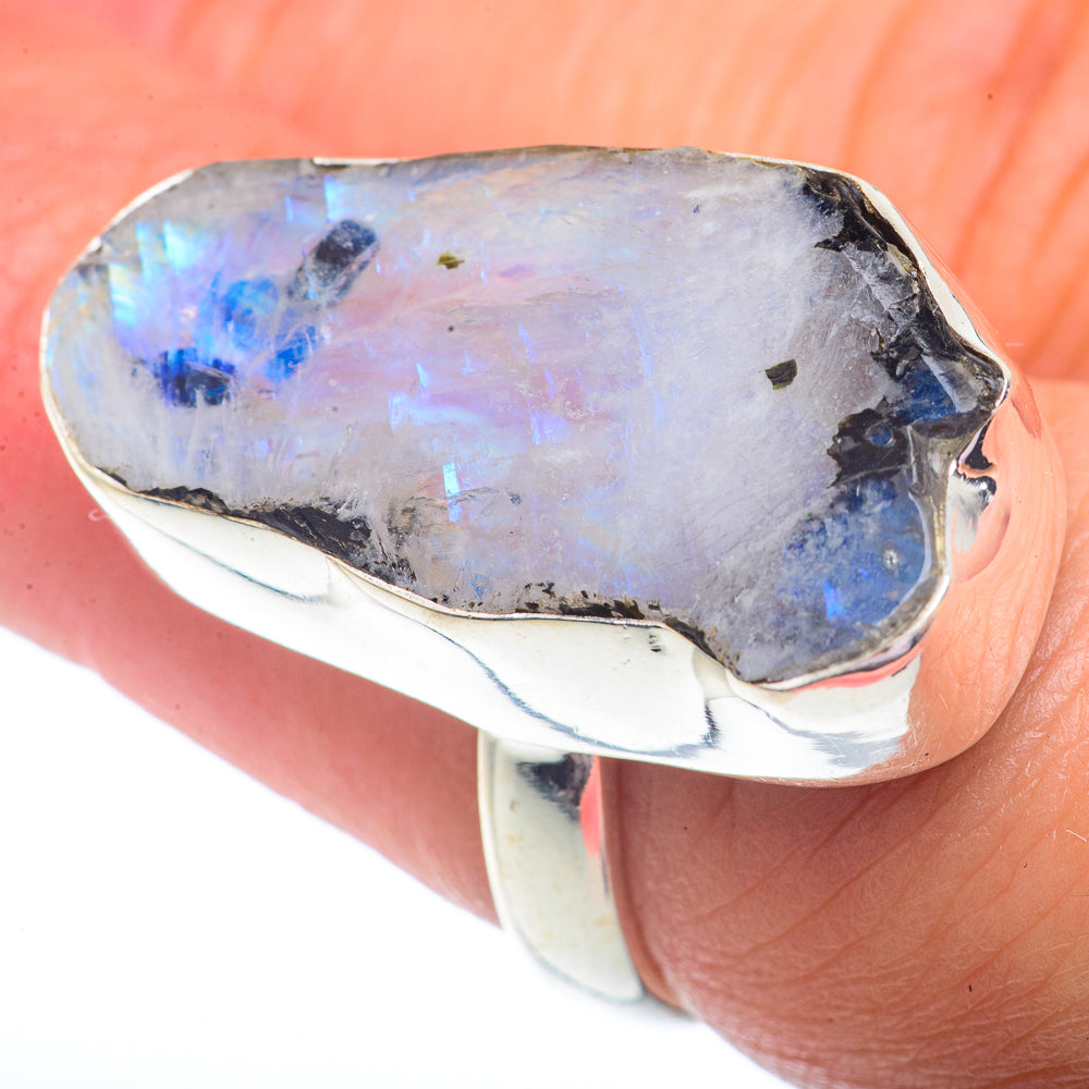 Rainbow Moonstone Rings handcrafted by Ana Silver Co - RING73125