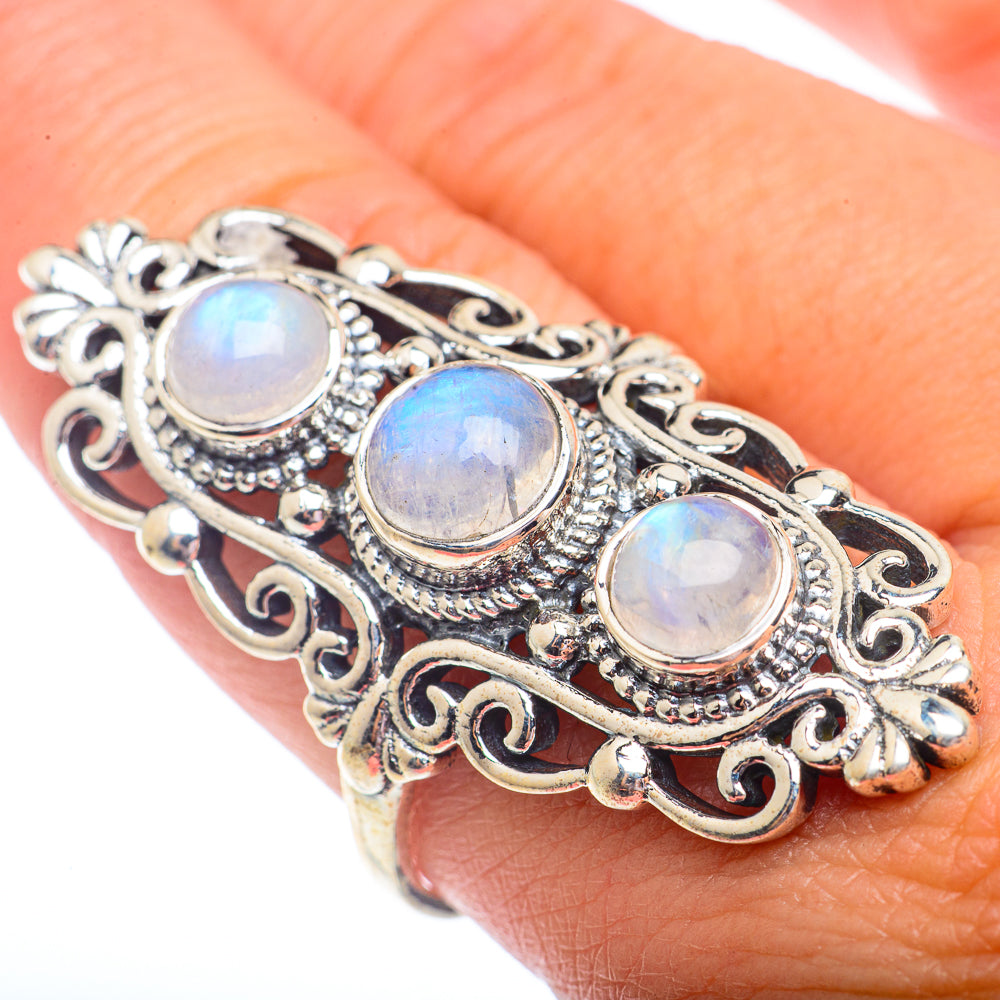 Rainbow Moonstone Rings handcrafted by Ana Silver Co - RING73127