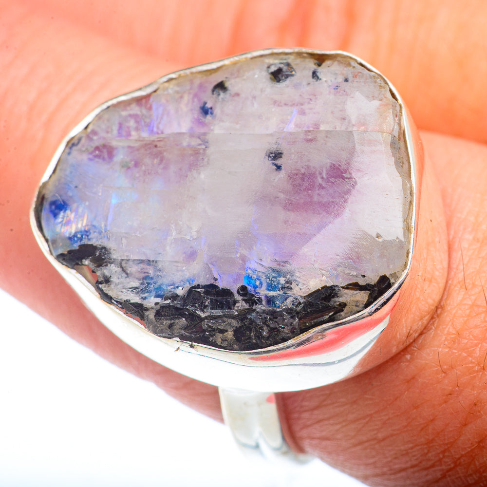 Rainbow Moonstone Rings handcrafted by Ana Silver Co - RING73128