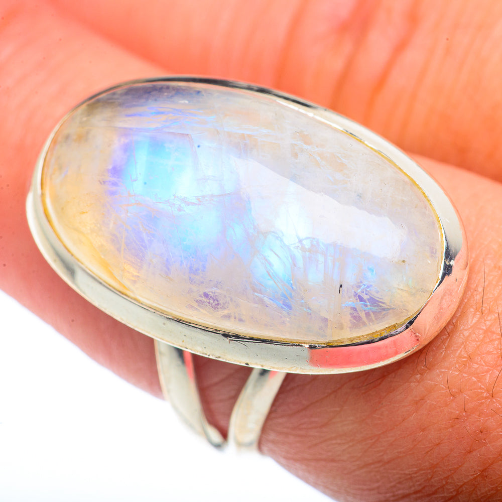 Rainbow Moonstone Rings handcrafted by Ana Silver Co - RING73129