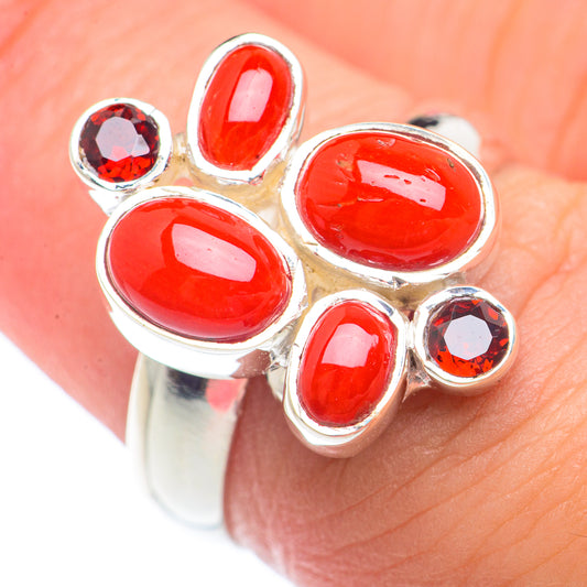 Red Coral Rings handcrafted by Ana Silver Co - RING73162