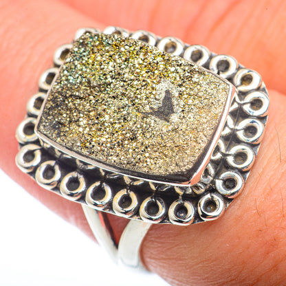 Spectro Pyrite Druzy Rings handcrafted by Ana Silver Co - RING73167