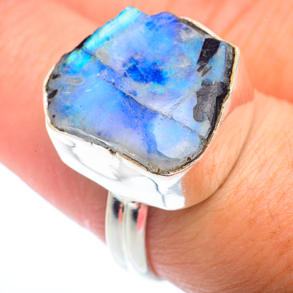 Rainbow Moonstone Rings handcrafted by Ana Silver Co - RING73170