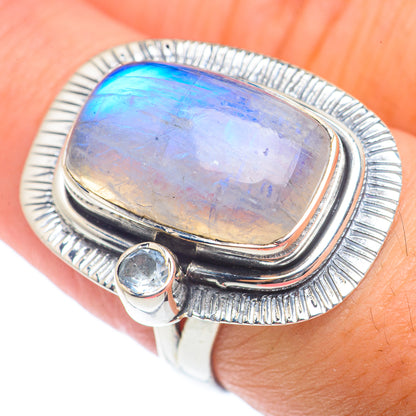 Rainbow Moonstone Rings handcrafted by Ana Silver Co - RING73172