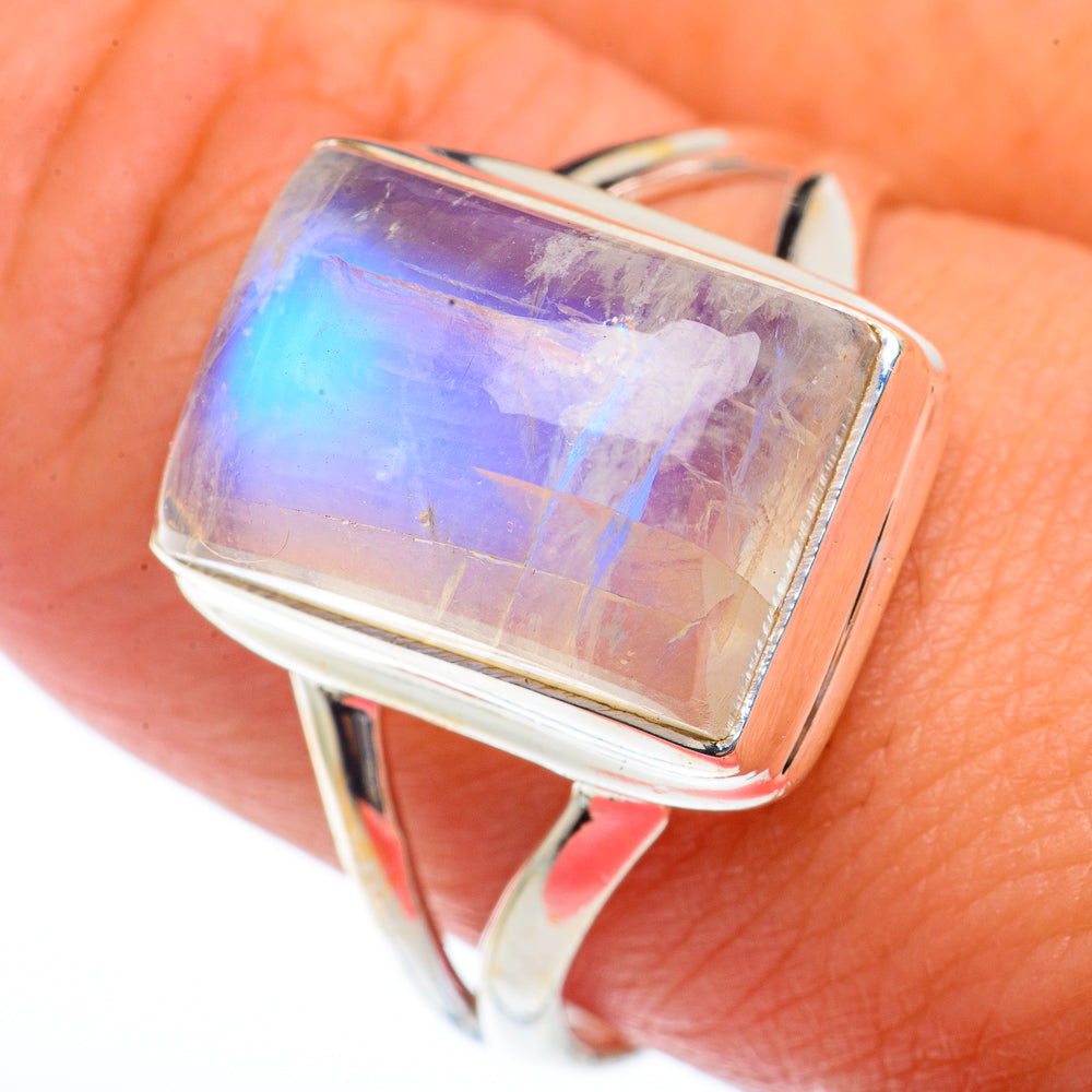 Rainbow Moonstone Rings handcrafted by Ana Silver Co - RING73173