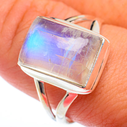Rainbow Moonstone Rings handcrafted by Ana Silver Co - RING73173